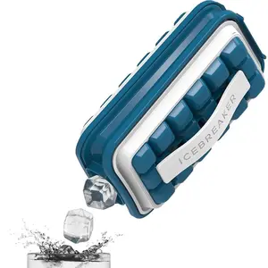 ICEBREAKER POP - Make and Serve Ice without Ever Touching - Sanitary 18-Cube Silicone Ice Tray with Lid- NO Spills Ice Tray for Freezer Kitchen Utensils