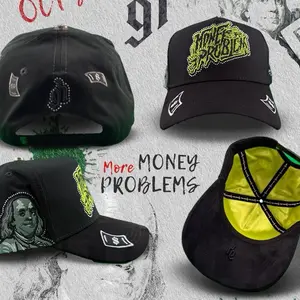 More MONEY more Problems gorra de muy buena calidad visera de gamuza y de algodón con diamantes