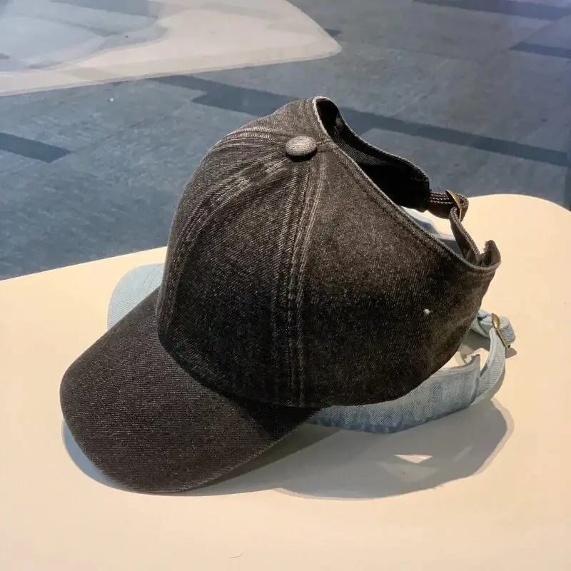 Vintage Washed Denim Baseball Cap Adjustable Cotton Dad Hat Plain Blank Casual Hat for Men Women