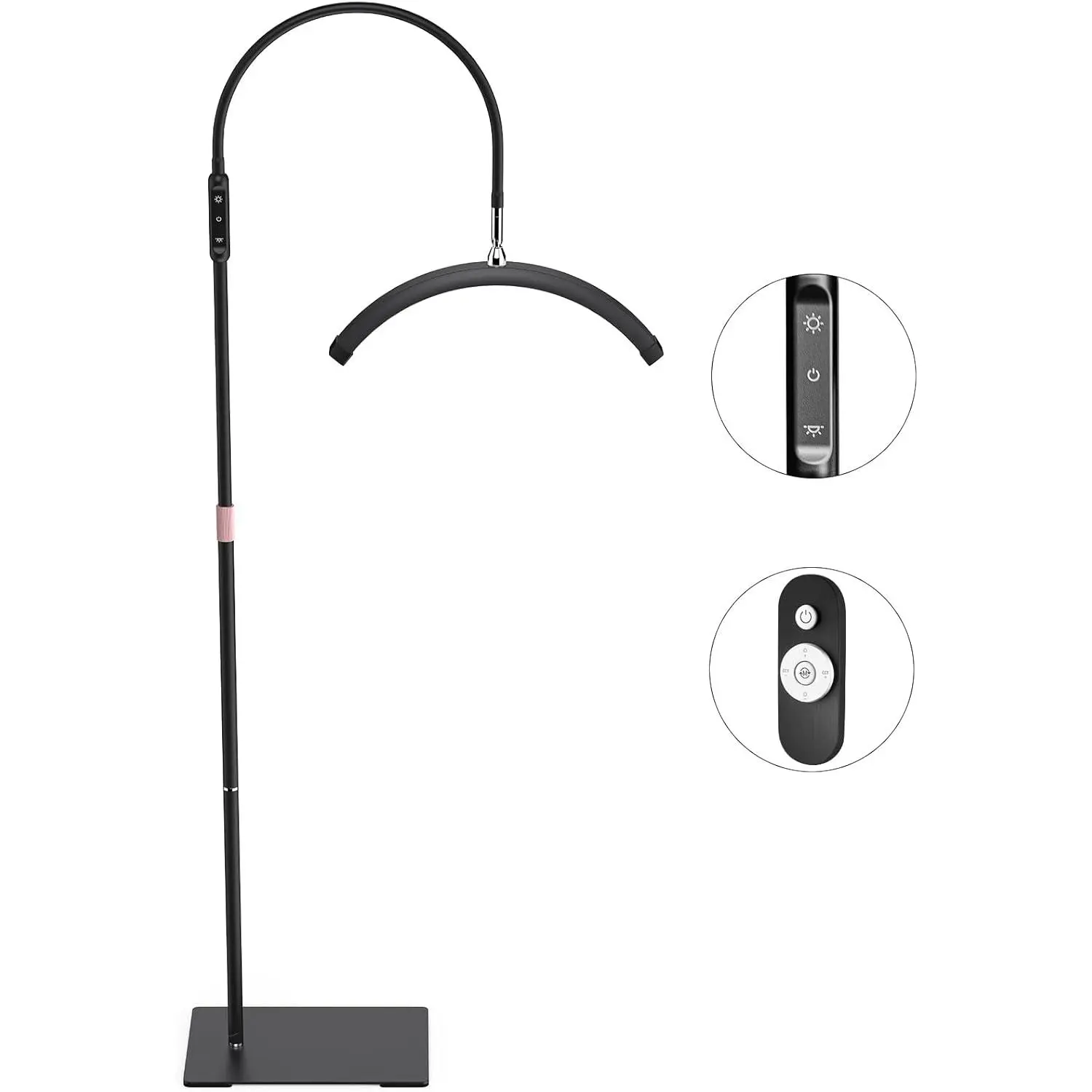 Lash Light for Eyelash Tech, Half Moon Light for Lashes and Estheticians, LED Floor Lash Lamp for Eyelash Extensions,  Art,  Art and Skincare (Black)