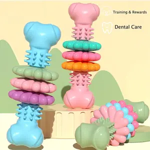 Indestructible Dog Chew Bone Toy Interactive Chew for Aggressive Chewers, Durable Tpr Rubber, Geometric Pattern, Teeth Cleaning & Training, Small/medium Dogs