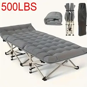 75-in Heavy-Duty Queen-Size Folding Bed with 10-Leg Stable Support, Side Pockets, Queen Size Mattress, Portable for Winter Camping, Camping & Hiking Furniture, Mattress Queen Size