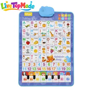 English Spanish Bilingual Talking Wall Chart for Kids 1-6, ABCs Numbers Animals, Songs & Piano, Interactive Learning Poster, Battery Powered，Valentines Day Gifts for Kids