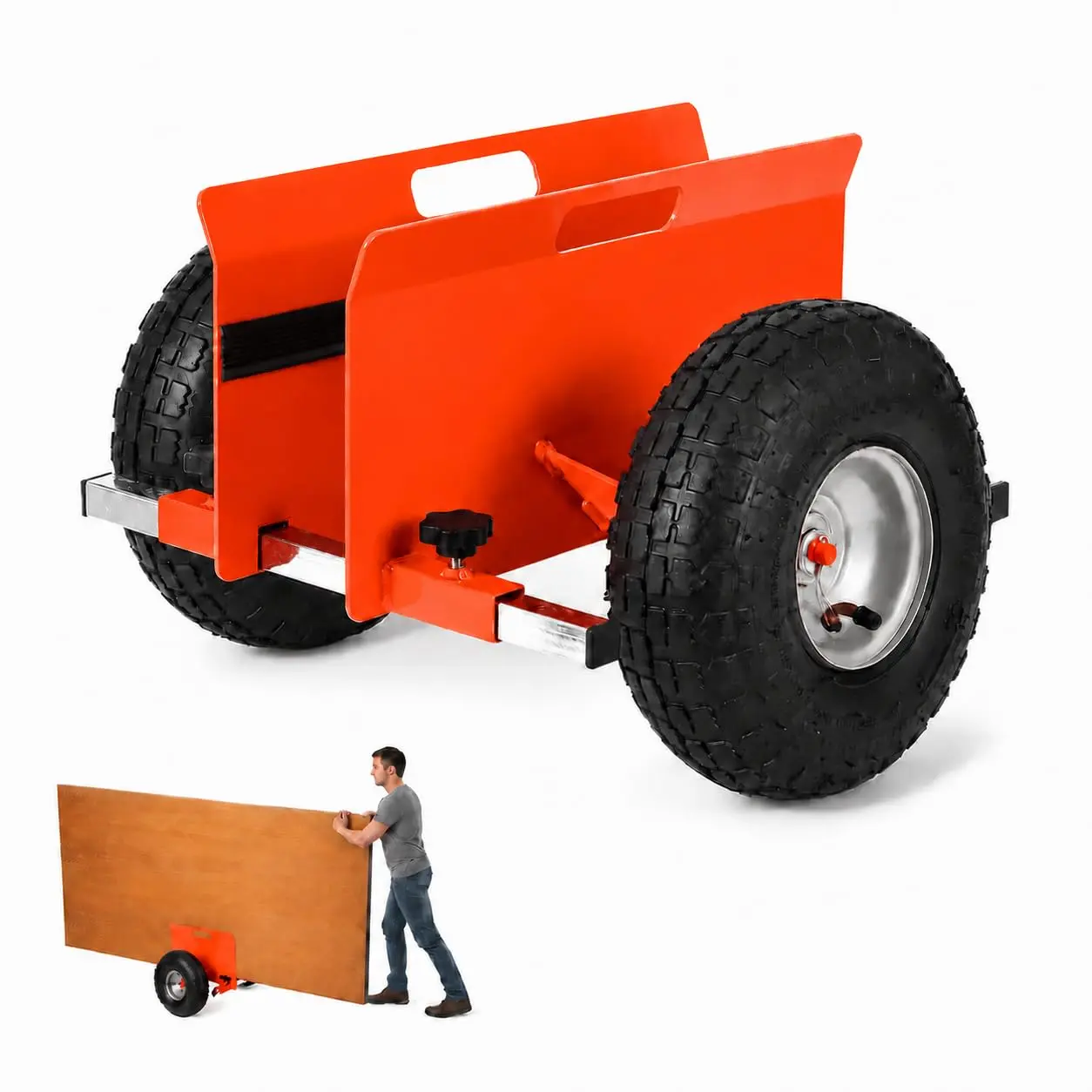 Garvee Adjustable Panel Dolly Cart, 600 lb Capacity Drywall/Sheet Goods Mover - 10 in Pneumatic Rubber Tires - All-Terrain Mobile Base for Drywall, Plywood & Doors