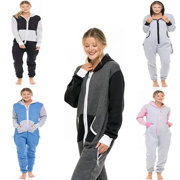 SKYLINEWEARS Women's Hooded Jumpsuits Adult Fleece Non Footed Plain Onesie & Playsuits