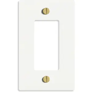 Select lighting White with Brass Wall Plate Cover, Electrical Receptacle Outlet Faceplate, GFI/Rocker Decorator Light Switch Cover