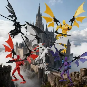 New Jointed Dragon Man Figure with Scaled Armor and Dragon Claws, 3D Printed Collectible Action Figurine, 38 Moveable Wings, Desktop Display