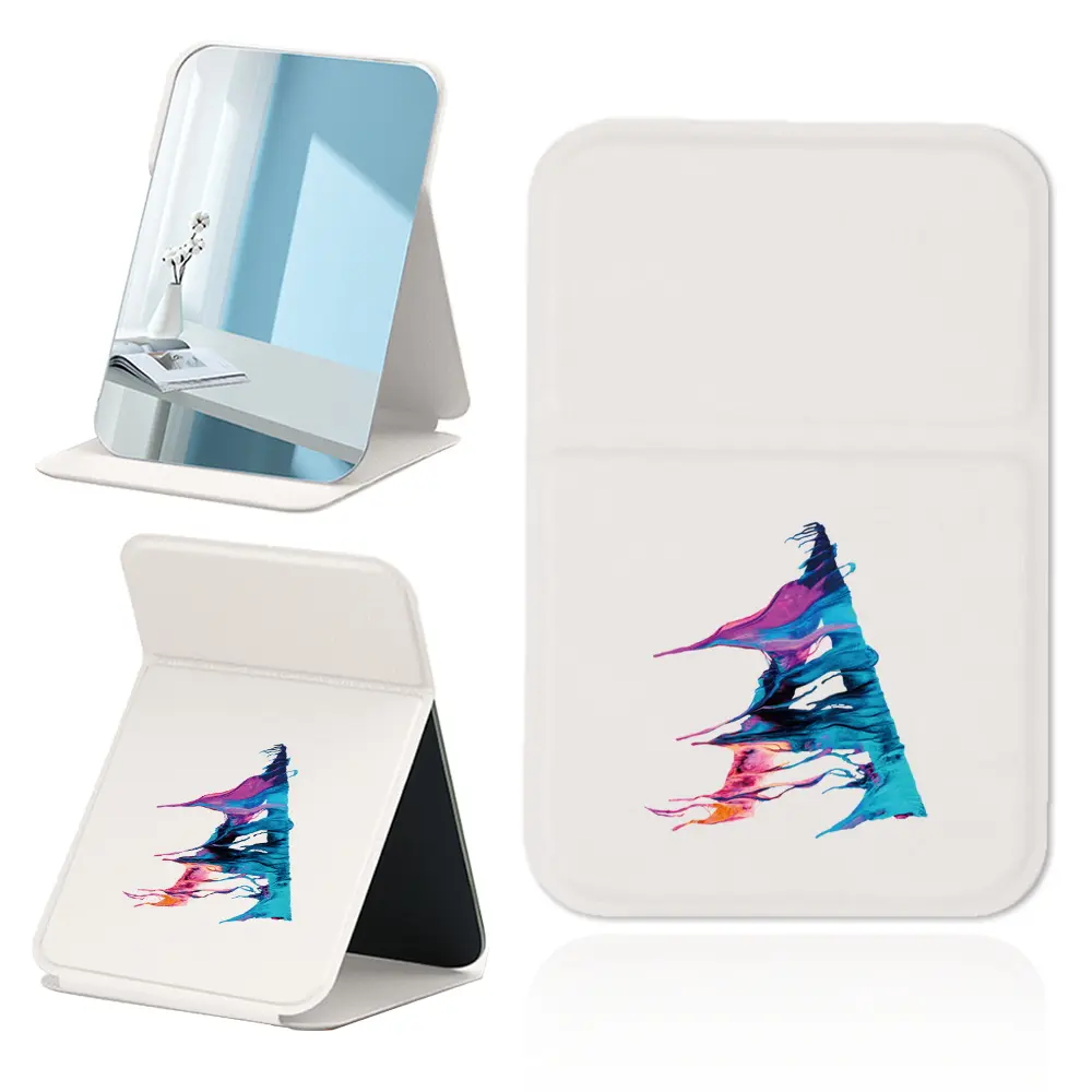 Personalized PU Compact Mirror, Lightweight & Sturdy Design, Ideal for Desktop, Home & Office Use, Customizable Initials Available