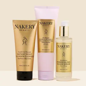 Nakery Retinol Infusion Power Bundle, Collagen Cleanser 150ml + Serum 250ml + Power-Blend Serum Elixir 150ml, Smoother Firmer Radiant Skin
