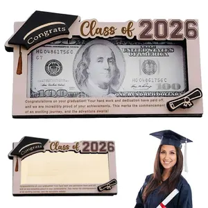 Graduation Money Holder for Class 2026 – Wooden Cash Gift Idea for Her Him, Class of 2026 Money Envelope Holder, Unique Graduation Gift for Daughter Son, High School College Graduate