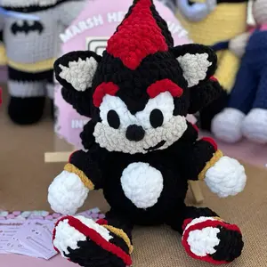 Shadow Hedgehog Crochet Plushie - Soft Plush Toy handmade