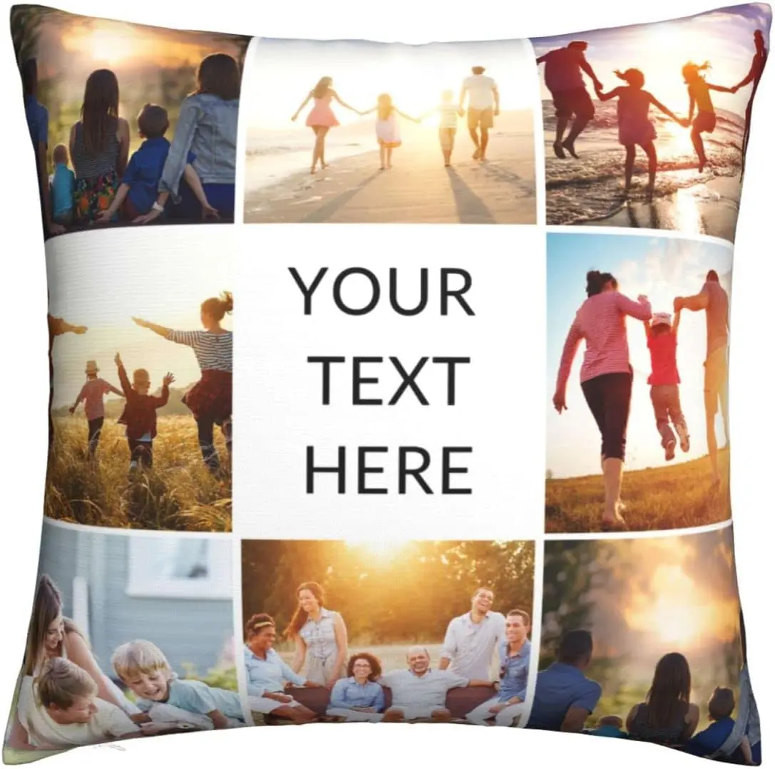 Personalised 30x30cm Cushion Cover - Double-Sided Printing Custom Image Decorative Pillowcase with Photo Text for Family Gifting, Birthday, Wedding, Custom Image Cushion, Decorative Cushion