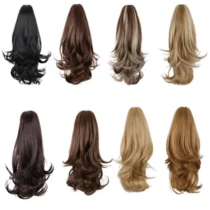 20 Inch Gradient Curly Claw Clip Ponytail Wig, Women Short Synthetic Hair Extension, Fashion European American Double Ponytail Fluffy Hair Piece