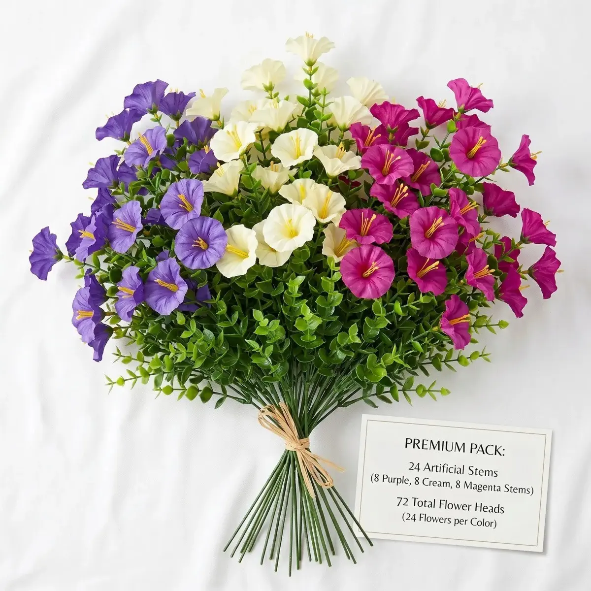 24 Pcs UV-Resistant Artificial Morning Glory & Nasturtium, Year-Round Decorative Plants, Artificial Outdoor Flowers, Decorative Fake Flower, Simulated Flowers, Perfect for Hanging Baskets & Doorways, Easter Gift Idea