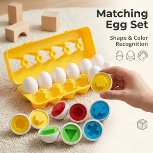 Matching Eggs 12 pcs Set Color & Shape Recoginition Sorter Puzzle for Toddlers Easter Travel Game Early Suitable for Early Learning & Fine Motor Skillsucational Fine Motor Skill Montessori Gift for Year Old Kids Summervibes