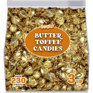 Gold Foil Candies - 3LB - Holiday Butter Toffee Candies for Candy Buffet - Classy Wedding Candy Favors - Rich Smooth Toffee Candy Individually Wrapped