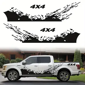2 Pieces 74.8" Universal Racing Stripe Car Decals - 4x4 Wavy Graphic Vinyl Stickers, Waterproof, Suitable for Trucks, SUVs, and Cars (Black)