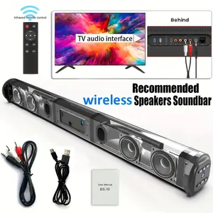 A Complete Set of Television Speakers Featuring a Surround Sound Stick Wireless Subwoofer Designed for Home Theater Use, Including a Remote Control. This Wireless Surround Sound Amplification System Comes with Four Subwoofers And Two Air Ducts  headphones