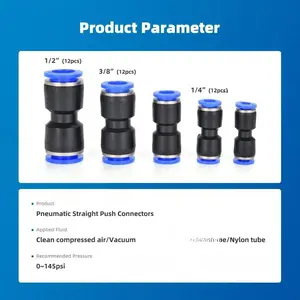 60Pcs Quick Connect Air Hose Fittings 5/32 1/4 5/16 3/8 1/2 inch Quick Release Pneumatic Push to Connect Fittings Kit Air Line Fittings for 5/32 1/4 5/16 3/8 1/2 inch Tube Universal Aluminized Pipe Adapter Compressor Setup Workshop Gear