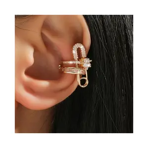 1pc elegant, sweet and cool curved-pin five-star design women's ear clips, perfect gift for daily wear, mother and wife