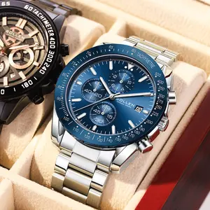 SOLLEN 726 Men's Bold Luxury Chronograph Watch Large Dial Sub-dials Multifunction Quartz Luminous Waterproof Solid Stainless Steel Strap Perfect Gift for Boyfriend Husband or Dad Ideal for Birthday Valentine’s Father’s Day Wedding