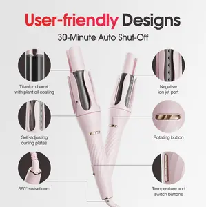 The Z4 Automatic Curling Wand is a 1-inch rotating curling iron. It features anti-scald and versatile hair protection functions. Coated with titanium, it has an easy-to-use design that can help create long-lasting shiny curls. Moreover