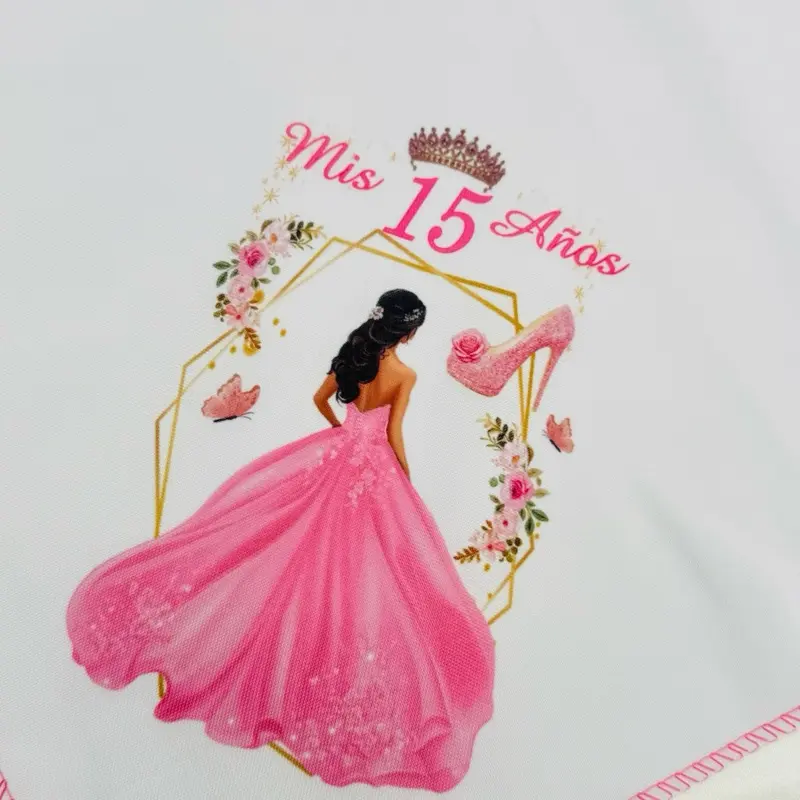12pcs Square 100% Polyester Quinceanera Theme Napkins - 10x10in, 10x10 Snack Cover, Elegant Print Tableware, Easy Cleaning, Holiday Celebration Table Decoration, Elegant Print Elevates Party Tables