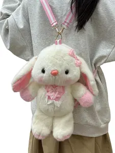 2026 Stylish Casual Commuter Cute Simple Korean Cartoon Rabbit Backpack, Adorable Plush Doll Bag for Everyday Use