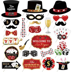 25 count  Photo Booth Props, Las Vegas Photo Booth Props,  Selfie Prop for  Theme Party Decorations,  Party Decoration,  Night Vegas Themed Party Decorations