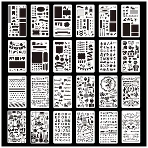 24 Piece Hand Account Drawing Templates, Reusable Craft Molds for DIY Scrapbook Scrapbooking, Album Diary Art Tools, Decorative Magazine Supplies