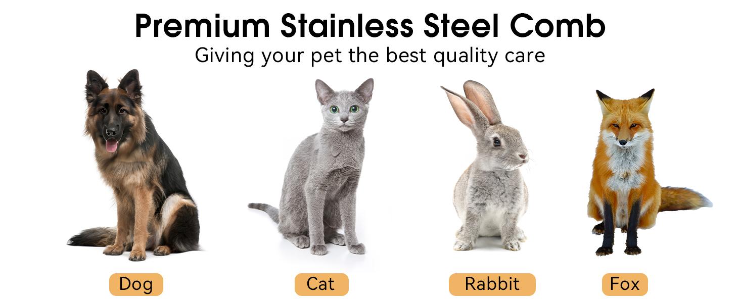 2-in-1 Stainless Steel Pet Comb Set for Dogs & Cats - 3 Pack Grooming Combs in Large Medium Small Sizes for Long Short Curly Hair Detangling Matted or Knotted Undercoat  brush  comb Multifunctional Flea