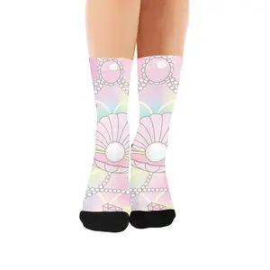 Cute Mermaid Pearl Shell Custom Socks for Women