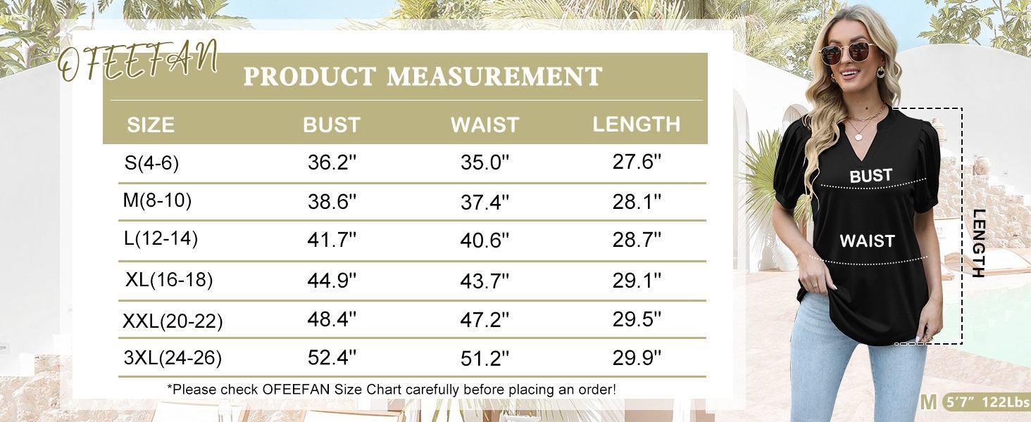 WIHOLL Women's Pleated Puff Sleeve Tops Summer V Neck Tunic Shirts Loose Curved Hem Blouses Dressy Casual S-3XL WIHOLL Women's Pleated Puff Sleeve Tops Summer V Neck Tunic Shirts Loose Curved Hem Blouses Dressy Casual S-3XL