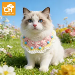 Cat and dog neck scarves, pet Christmas accessories, knitted collars, cute British Shorthair and Teddy designs, cross-border wholesale