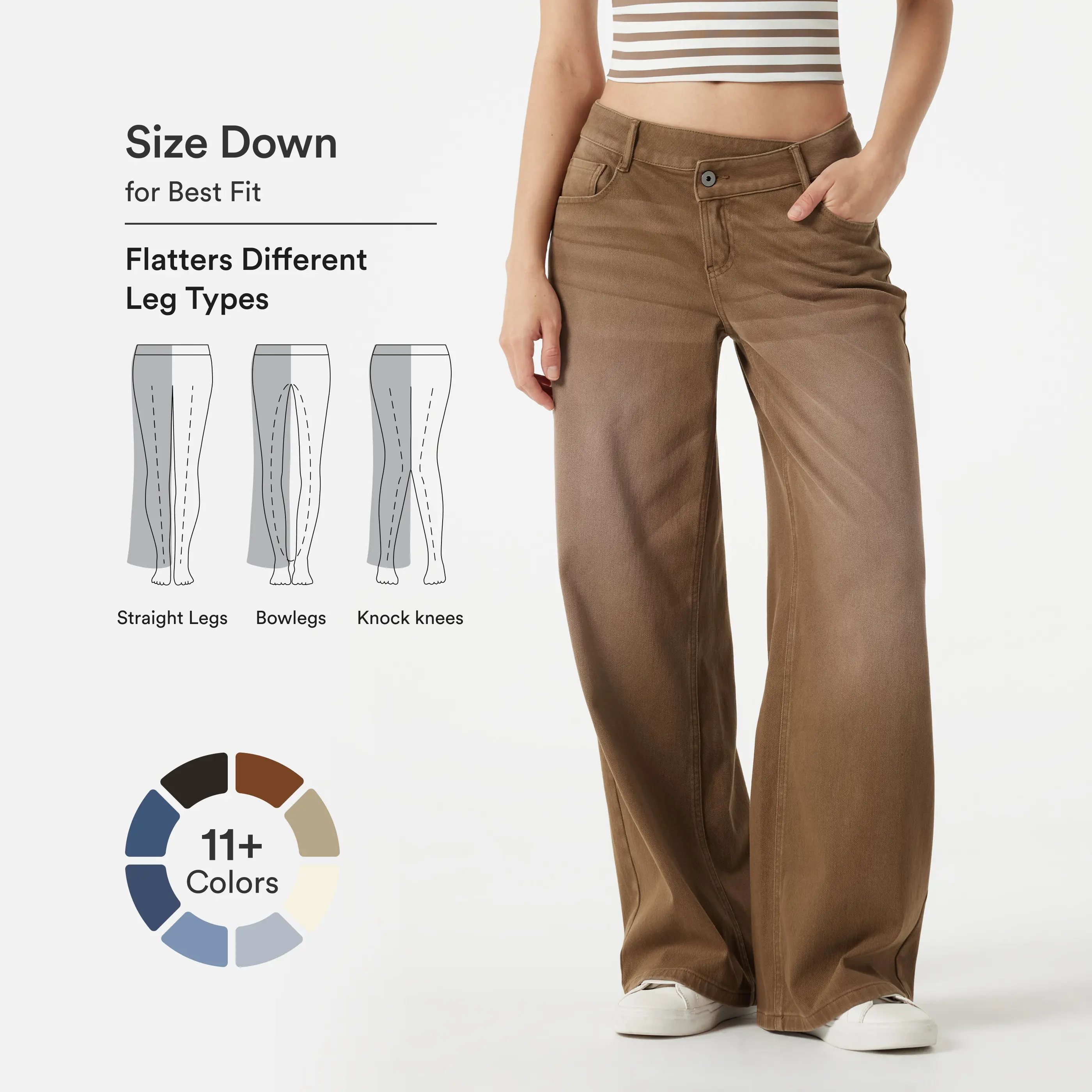 Halara Flex Asymmetric Low Rise Zipper Pockets Baggy Wide Leg Washed Casual Jeans