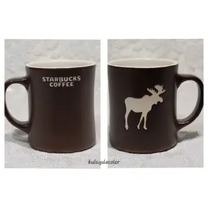 Starbucks Coffee Brown Moose Mug 2009 New Bone China White Wildlife Collectible Cup Washable Drinkware Reusable Kitchenware