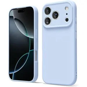 Phone case for iPhone 17 16 15 14 13 12 11 Pro max Liquid Silicone, Cute Thin Slim Grip Soft Rubber Gel for Women Men, Smooth Matte TPU Plain Solid Color Girly Simple Case with Camera Cover Protection