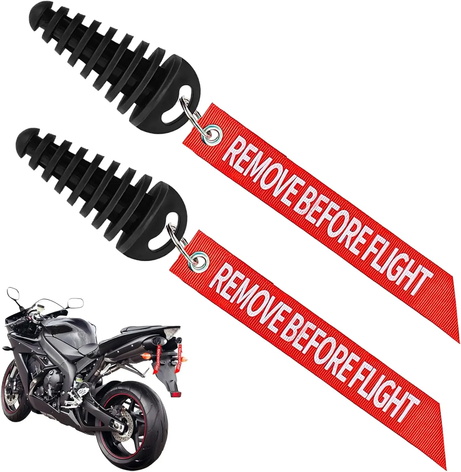 2 Pack Muffler Exhaust Wash Plug 0.6"-1.5" Rubber Exhaust Plugs with 2 Streamers, Exhausts Cleaning Plugs for 2 Stroke Motorcycle Dirt Bike with Rubber Exhausts Silencer Wash Plug