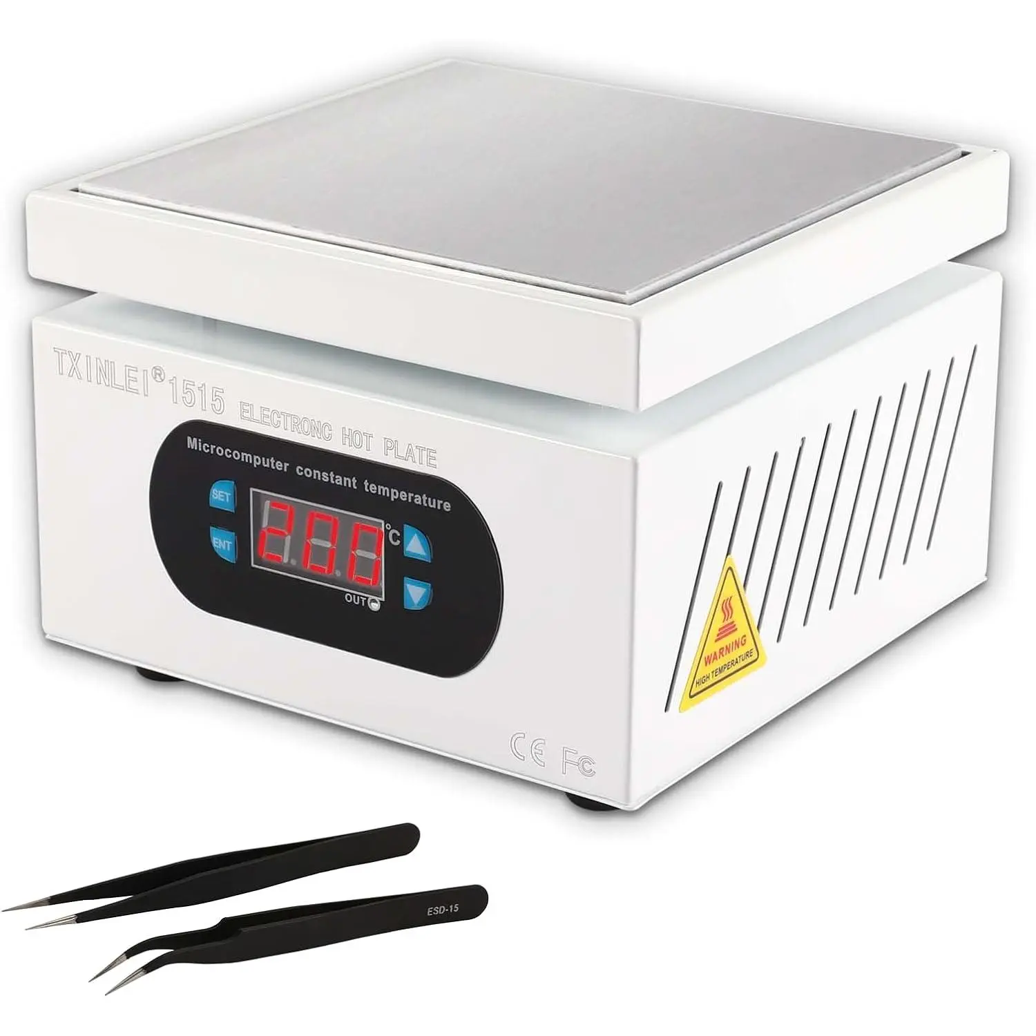 500W 110V Soldering Hot, LED Microcomputer Preheat Soldering Station, Welder Hot Rework Heater Lab 150X150mm with Tweezers
