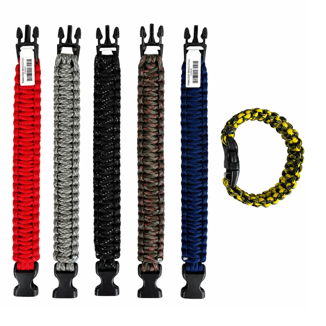 6 Pc. Adjustable Paracord Survival Bracelet with Side Release Buckle – Emergency Survival Gear for Camping, Hiking, Fishing, Hunting & Outdoor Activities