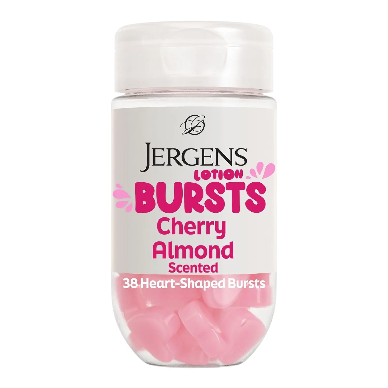 Jergens Cherry Almond Body Lotion with Squishy Heart-Shaped Bursts, Moisturizing 38-Count Formula, Teen Gift, Birthday Idea
