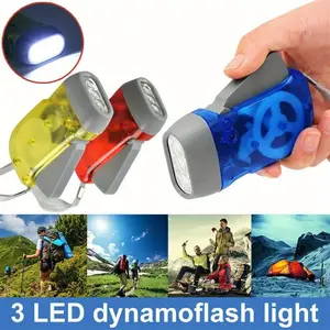1 PC 3 LED Hand Pressure Flashlight, Bright Stable Crank Power Generator, Clockwork Flashlight, Camping Tent Portable Outdoor Lighting