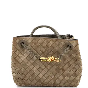 Pre-owned BOTTEGA VENETA Suede Top Handle Bags Andiamo Top Handle Bag Intrecciato Nappa Small by Rebag