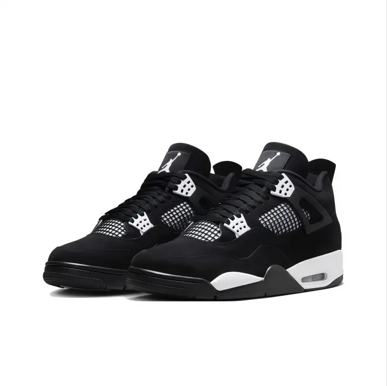 Unisex Black White Suede Mesh Mid Top Street Sneakers, Retro Basketball Inspired Shoes, Cushioned Midsole, Durable Non-Slip Outsole, Fashion Daily Shoes, Come With Original Shoe Box