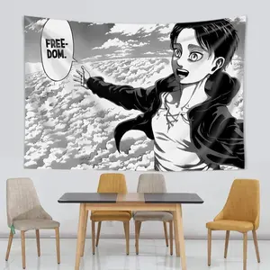 Eren Yeager Freedom Manga Poster Wall Art Kawaii Anime Attack On Titan Print Canvas Gallery Wraps Ready To Hang Decor Tapestry Decoration