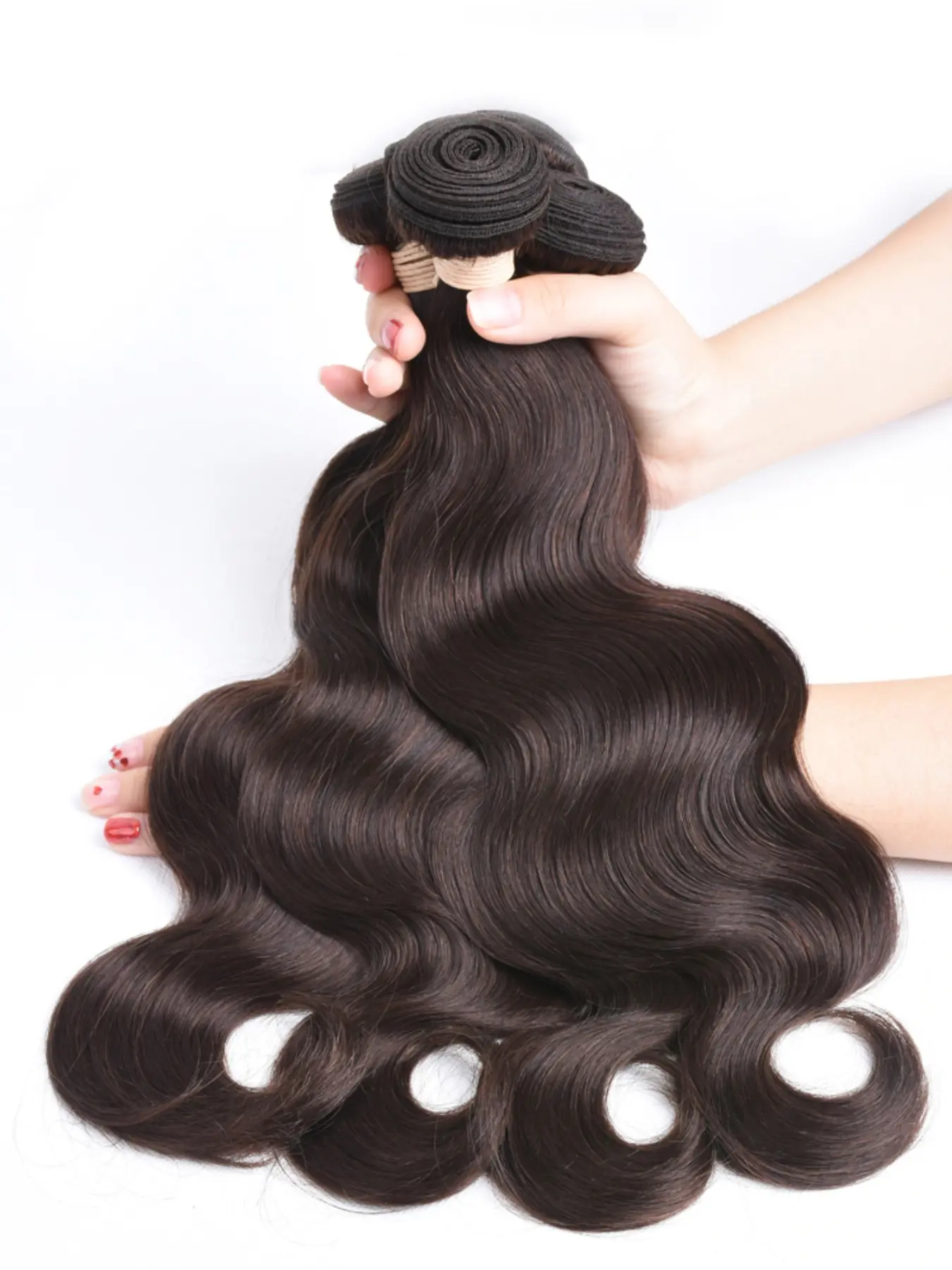 4PCS 2#-BW 2# Dark Brown Body Wave Human Hair Bundles, Brazilian Hair Weave, Wavy Human Hair