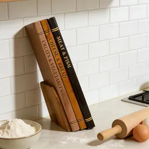 Book Shaped Cutting Board 3-Piece Set with Stand, Safe for Fruits, Vegetables, Meats, Fish, Cheese, Bread, etc., Wooden Decorautting Board for Kitchen, Library Style, Kitchen Cutting Board Gift Set, Mother's Day Gift for Home Cooks and Kitchen Decoration