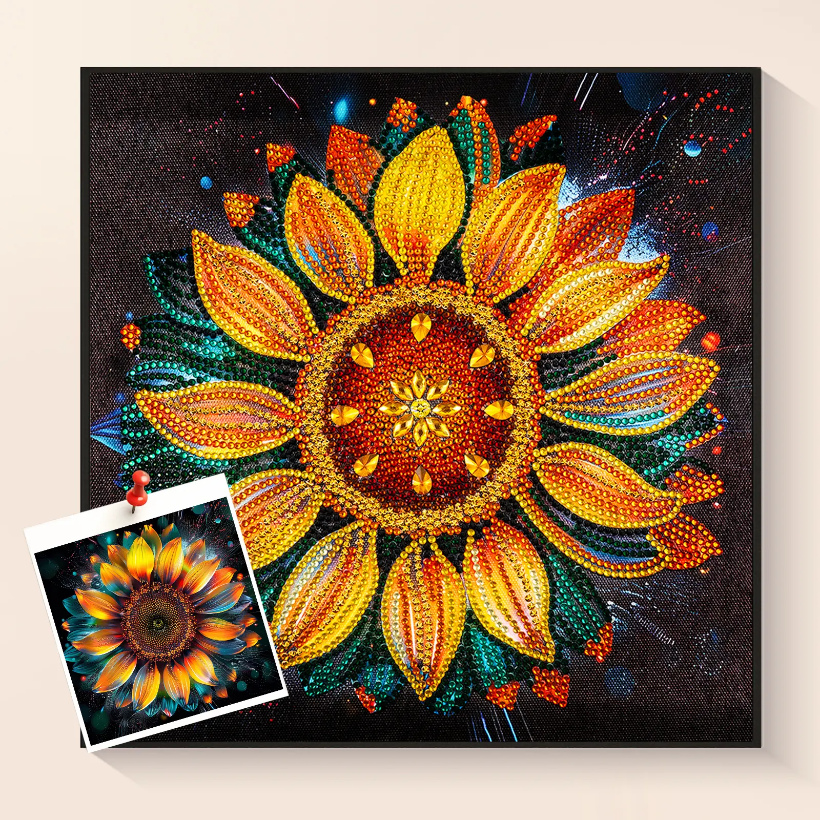 Vibrant Sunflower Full Drill Diamond Painting Craft Kit, Beginner-Friendly DIY Rhinestone Art Craft for Adults with Colorful Petals, Rhinestone Shine, Home Wall Decor Gift