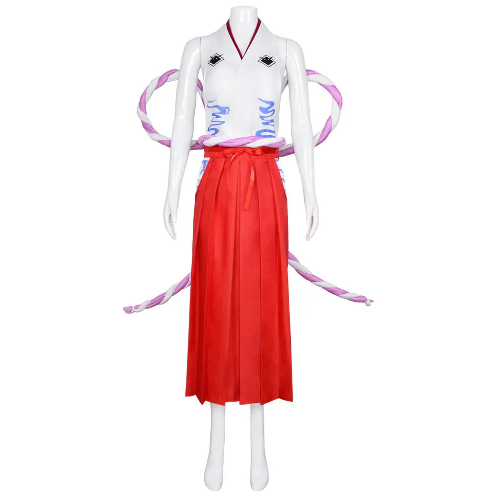 Yamato White Top Red Hakama Cosplay Costume Set Purple Rope Accessories for Comic Con