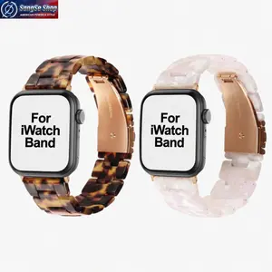 2-Pack Tortoiseshell Resin Apple Watch Band 2026 Trend Transparent Glossy Link Bracelet Strap Durable Adjustable Watchband Compatible with 38–49mm Smart Watches Lightweight Fashion Tech Accessory for Daily Wear Office Casual and Sports Use
